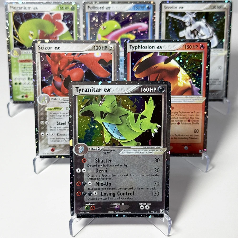Коллекционные карты PKM Foil (PTCG): Tyranitar/Typhlosion/Steelix/Scizor/Rocket's Persian/Politoed/Meganium/ex Houndoom # 7 Вапореон # 19