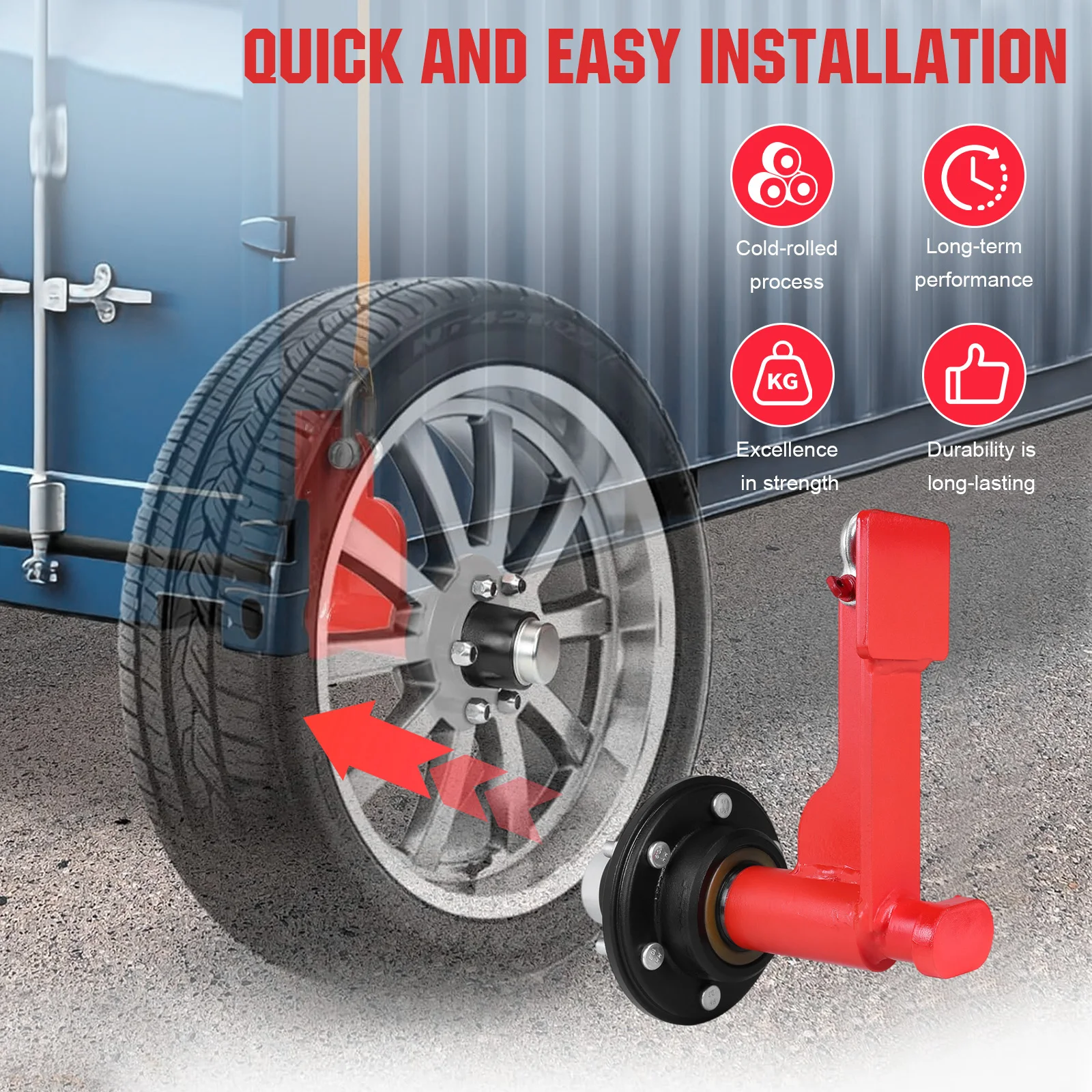 

2 Set of 6-Lug Wheels Heavy-Duty Axles with Ratchet Tie 22000LBS Capacity for Moving 20ft-40ft Empty Containers