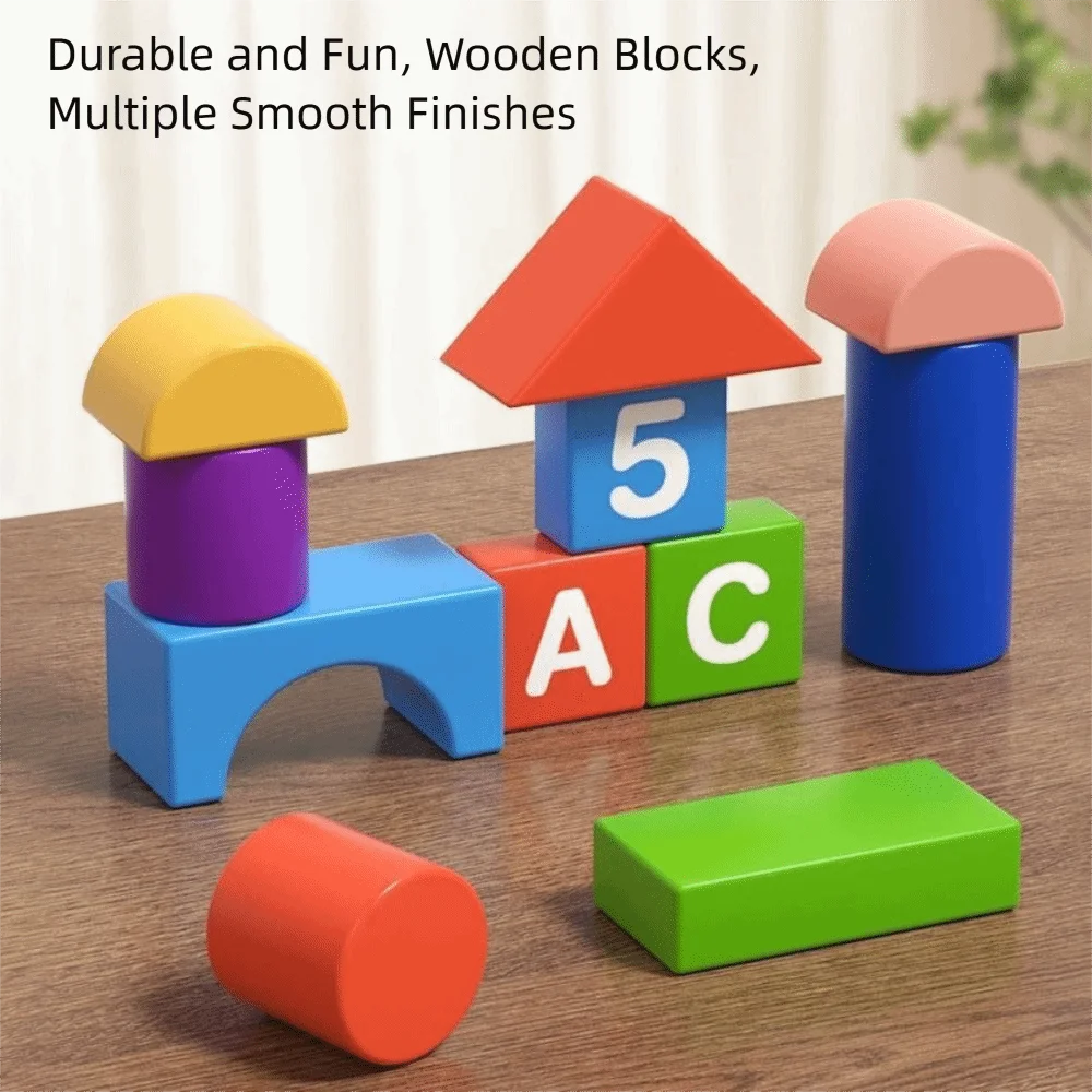 บล็อกไม้สำหรับการเรียนรู้ในวัยเริ่มต้น พร้อมกล่องเก็บ บล็อกประกอบสำหรับการศึกษาปฐมวัย