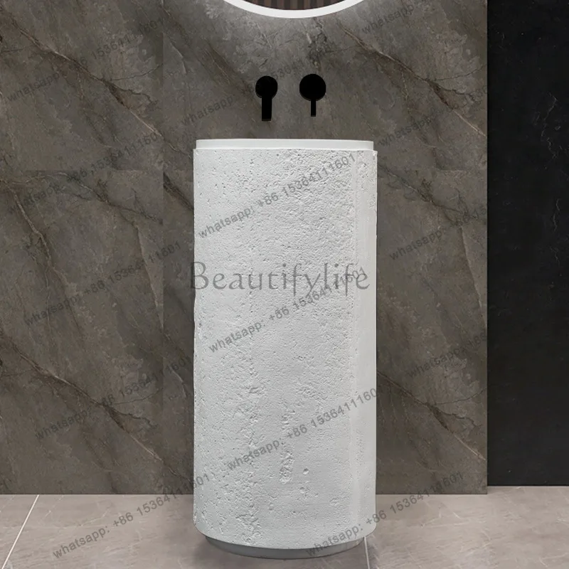 Artificial stone column basin integrated balcony bathroom small apartment creative column washbasin