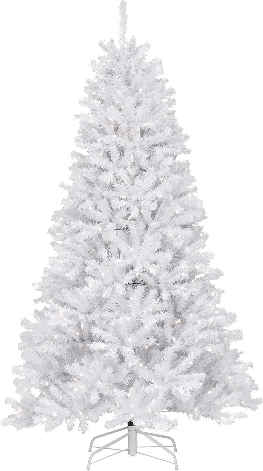 White, North Valley Spruce, White Lights, Includes Stand, 7.5 Feet