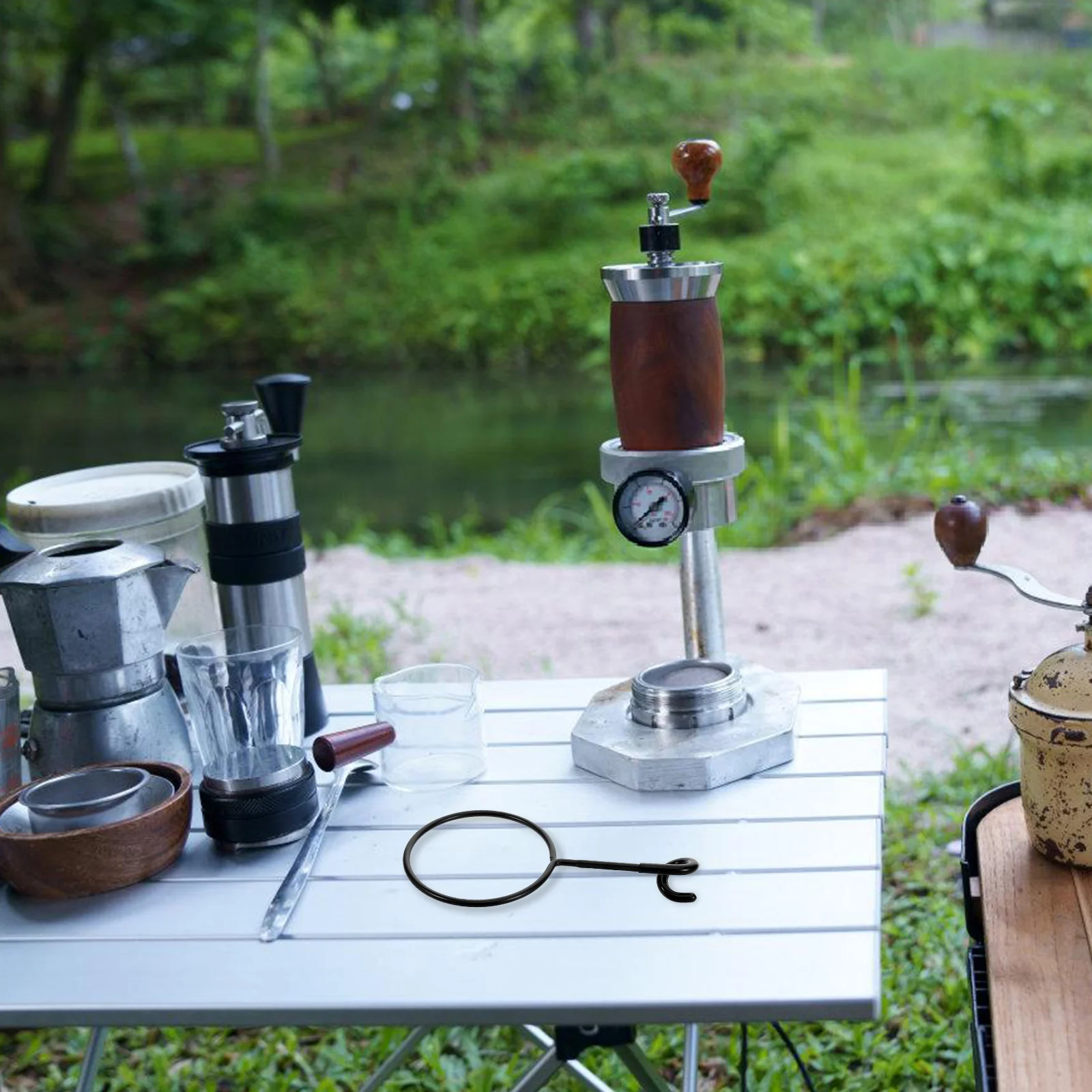 

Outdoor Portable Hanger Camping Cup Holder Attachment Dish Rack Iron Storage Coffee Supplies Holders