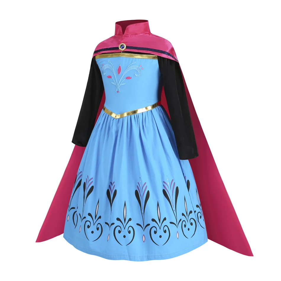 Elsa Dress with Cloak for Kid Princess Cosplay Costume Halloween Party  Crown Clothing 10Y Christmas Snow Queen Birthday - AliExpress 1501