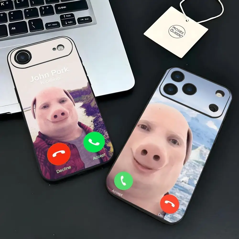 John Pork Is Calling Answer Call Handyhülle für iPhone 17 16 15 11 12 14 13 Pro Max Mini X XR 7 Plus 17E Stoßfeste Schutzhülle Fundas – Detail 1