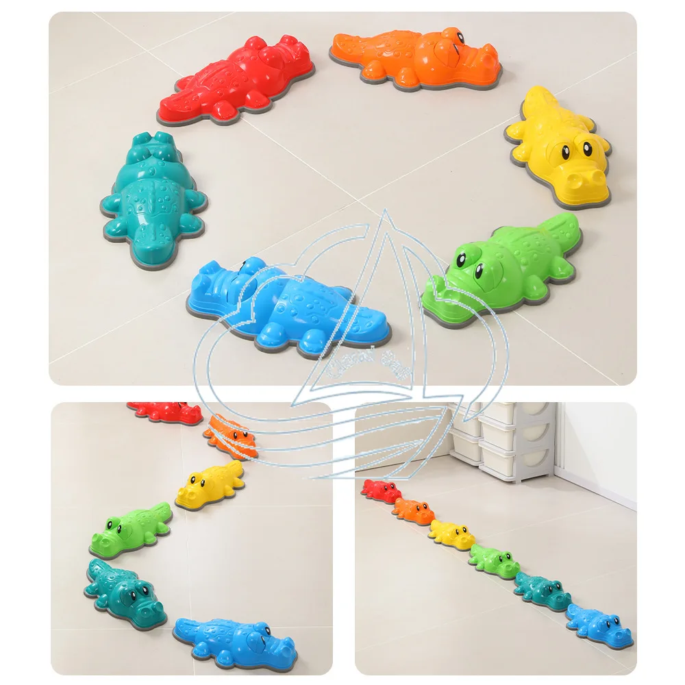Crocodile Shape Balance Stones for Kids Indoor Stepping River Crossing Sensory Training Play