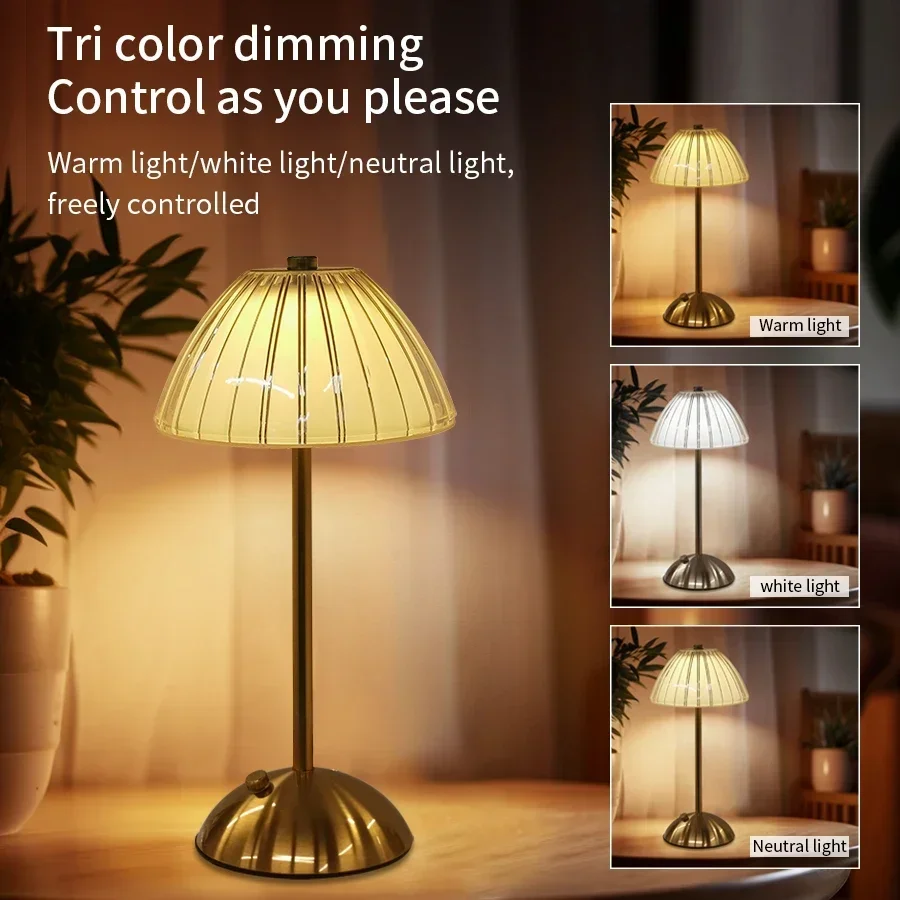 Crystal LED Table Decor Light Touch Sensor Desktop Night Light Rechargeable Reading Lamp for Bedroom Bedside Hotel Bar Decor