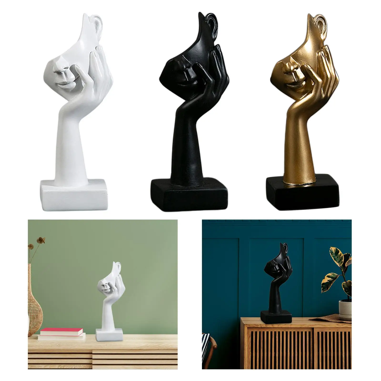 Resin Thinker Statue Half Face Sculpture Abstract Art Figurine Artwork Character Nordic Décor Bookshelf Table Living Room Home