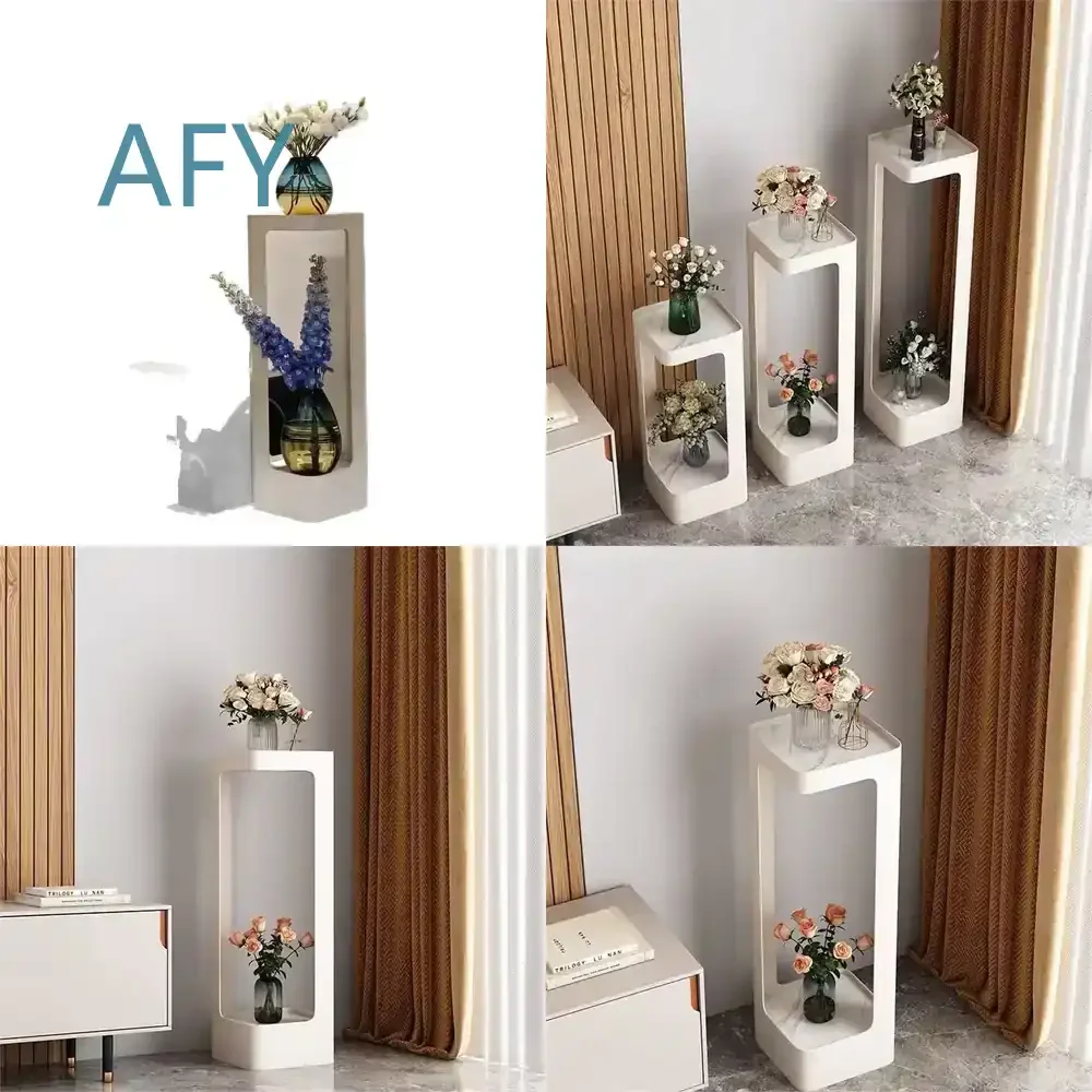 Cream Wind Multi-Layer Flower Stand for Floor-to-Ceiling Living Room Balcony Wrought Iron Pot Stand for Indoor Outdoor Home