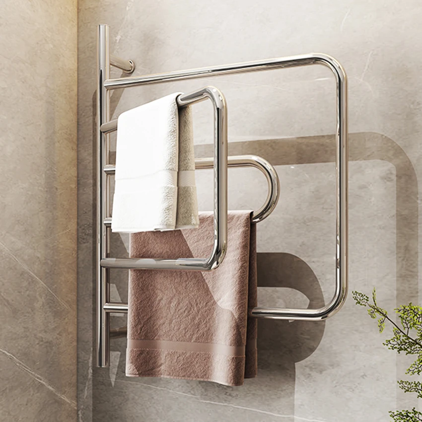 Intelligent Constant Temperature Electric Towel Rack,Bathroom Drying Towel Bar Stainless Steel Storage Rack 110V/220V Waterproof