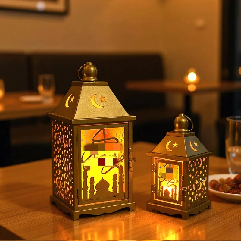 

New Middle East Festival Hollow Moroccan Wind Lantern 2-piece Set Decorative Handicrafts Home Atmosphere Ornament