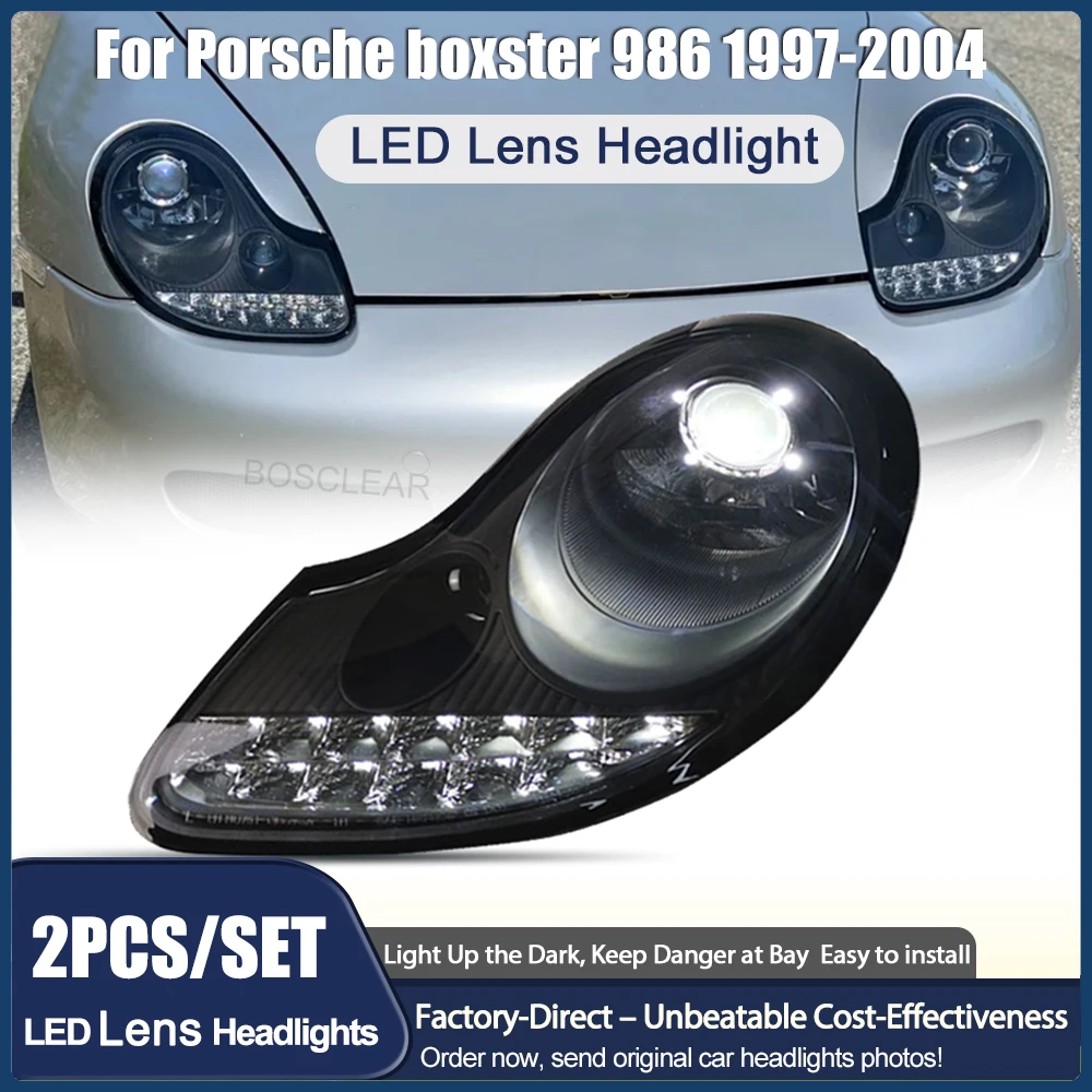 

Фари в сборе для Porsche boxster 986 911 996 1997-2004, светодиодные фары DRL, указатель поворота, дальний свет, линза проектора «ангельский глаз»