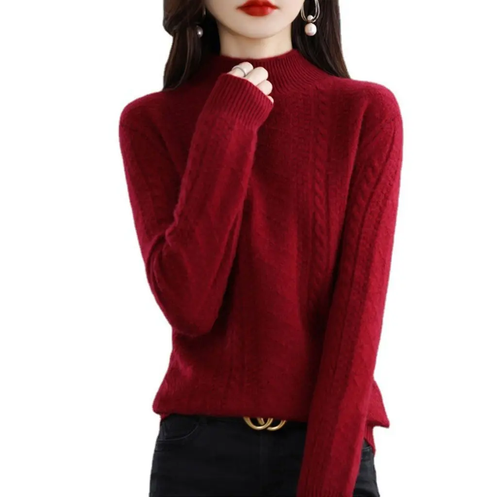 

Women's Fashion Half-Turtleneck Sweater Warm Casual Base Shirt Top Trend Autumn Winter New