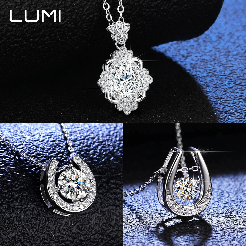 

Genuine 0.5-1CT Moissanite Pendant 925 Sterling Silver Necklace - Super Beautiful Female Wedding Party Jewelry for Women Girls