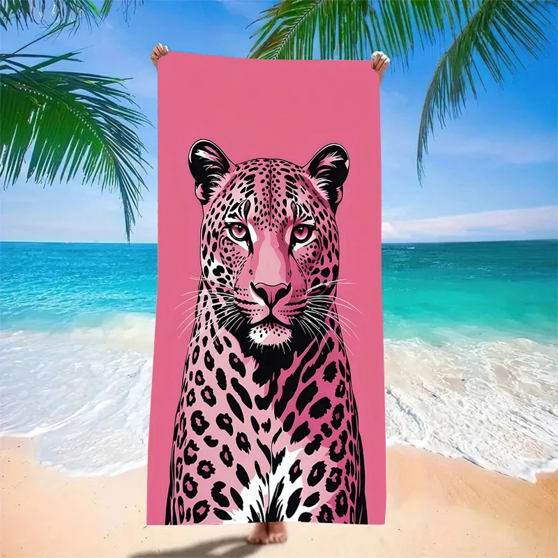 Chic Jungle Animal Print Microfiber Beach Towel Extra Large Sand Free Ultra Absorbent Big Pool Towel for Vacation Sunbathing