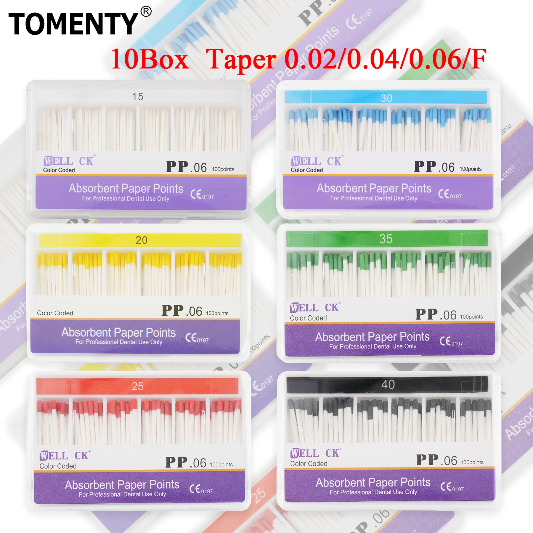 10Box Dental Absorbent Paper Point Taper 02 04 06 15-40# F1 F2 F3 Endodontics Root Canal Clean Tips Dentistry Materials Tools