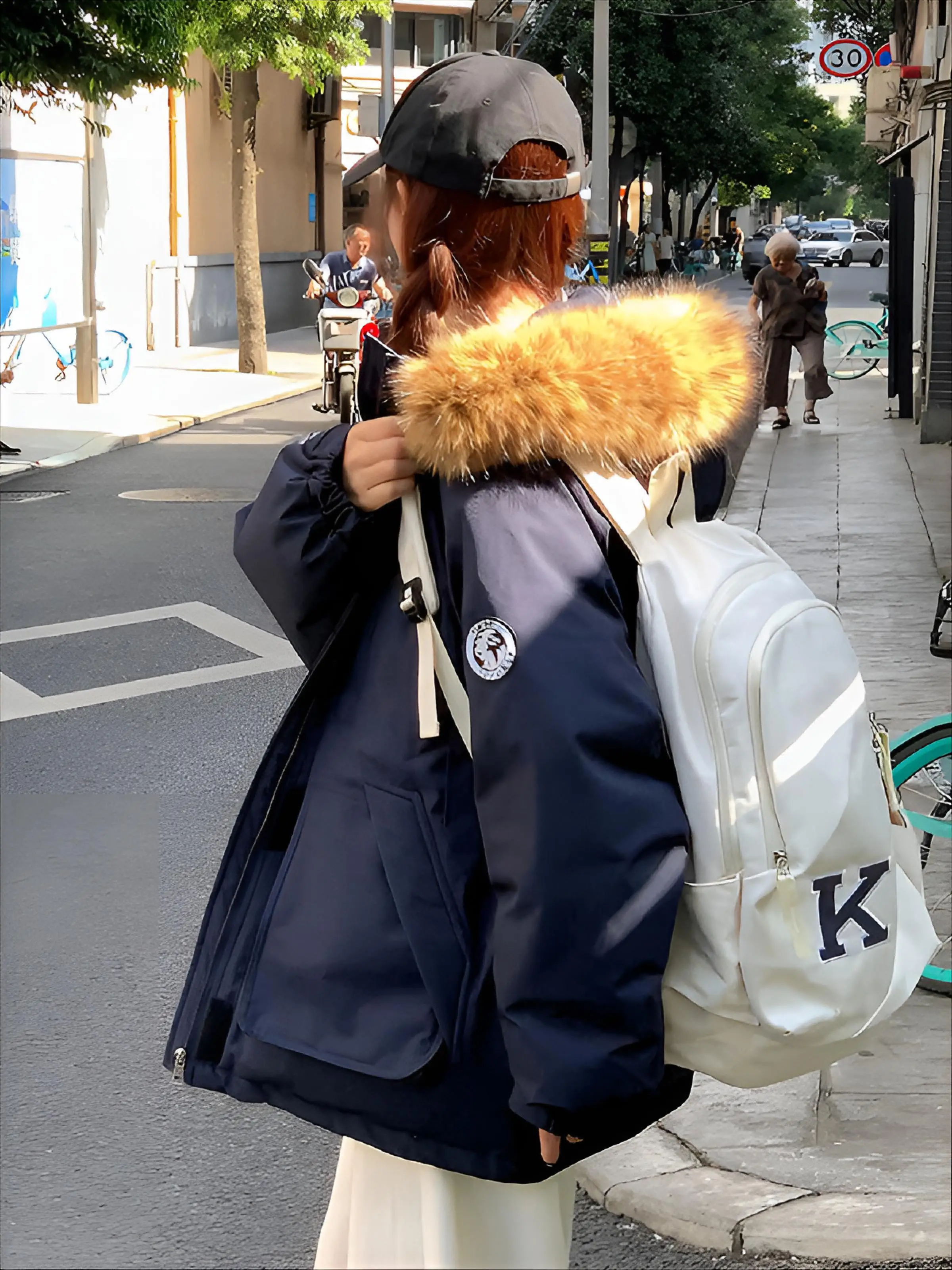 

Parkas Shiny Womens Autumn Multi-Pockets Fleece-Lined Slim-Fitting Corduroy Matte Elegant Fashionable Down Feminine Simple Trend