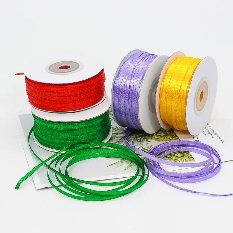100 Yards 3MM Double Sided Satin Ribbon DIY Handmade Gift Wrapping Christmas Wedding Decorations Clothing Accessories Ribbons