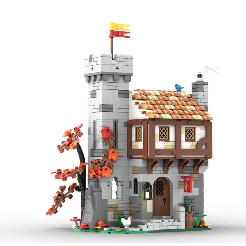 

867PCS New MOC Building Model Medieval Guard Inn DIY Creative Educational Children's Building Blocks Gift