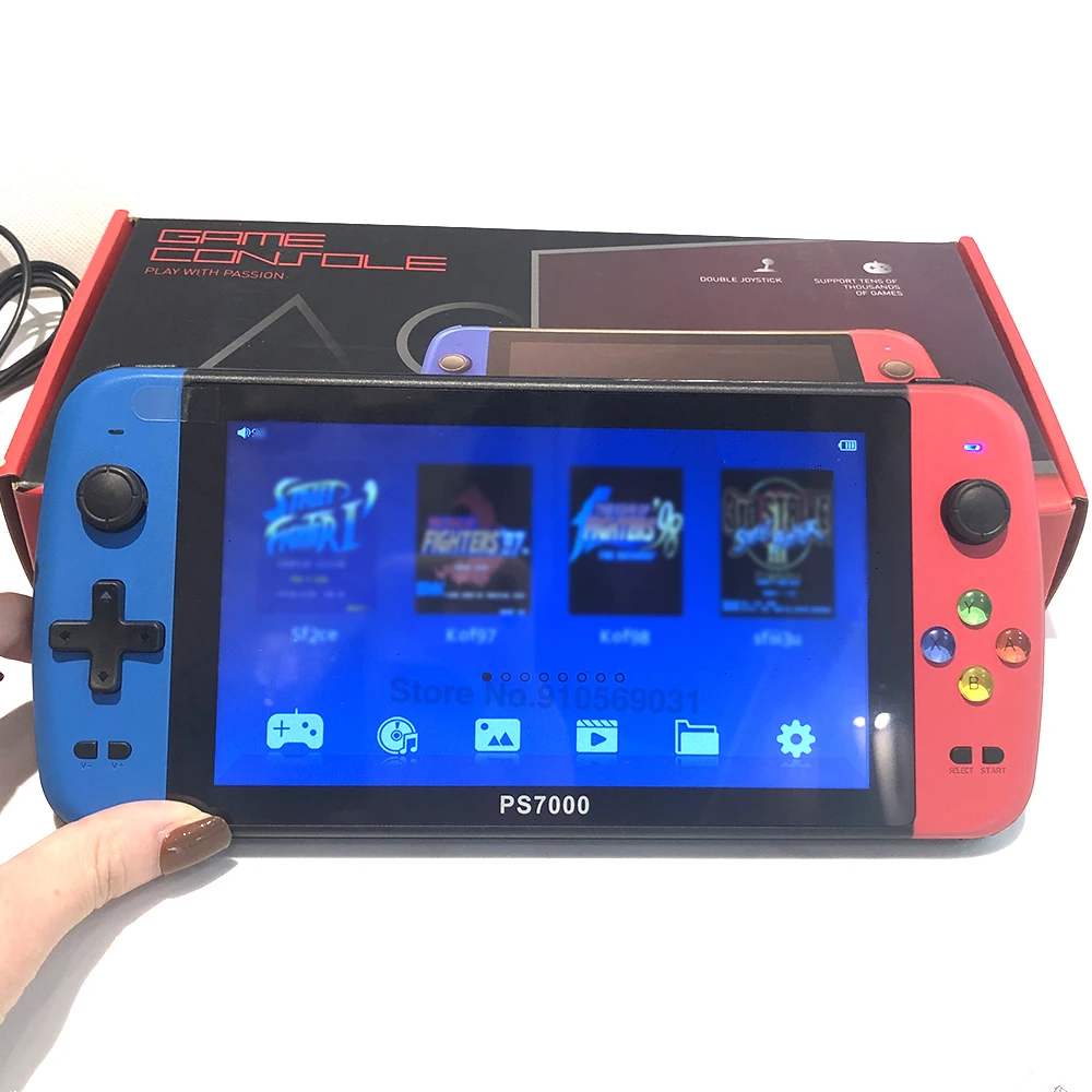 Retro Video Game 7 inch Handheld Portable Game Console with 2 gamepads 64GB 5000+ free games  ps1 games for MAME/CPS/SegaMD