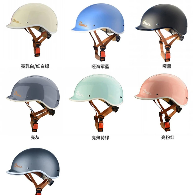 Beon Electric Car Helmet Summer Sunscreen Ultra Light Retro Half Helmet Adjustable Solid Color Simple Ladle Helmet Casco Moto