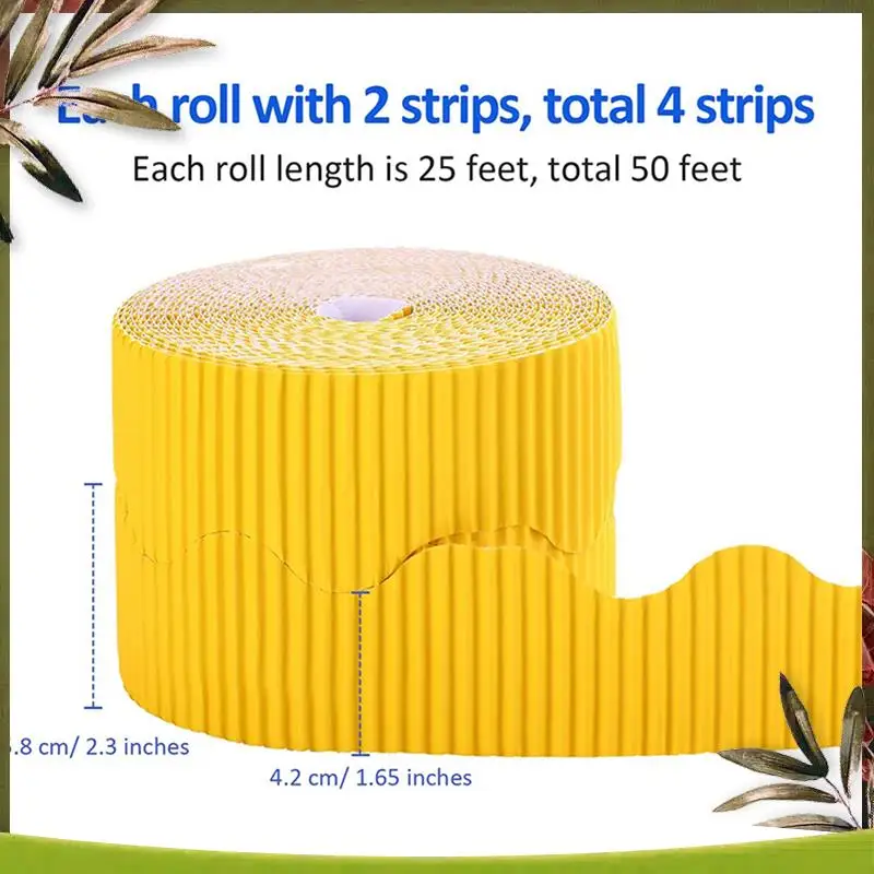 Picture 7: New-4 Rolls Bulletin Board Borders Scalloped Border Decoration Background Paper For Decorative Borders (Yellow And Blue)