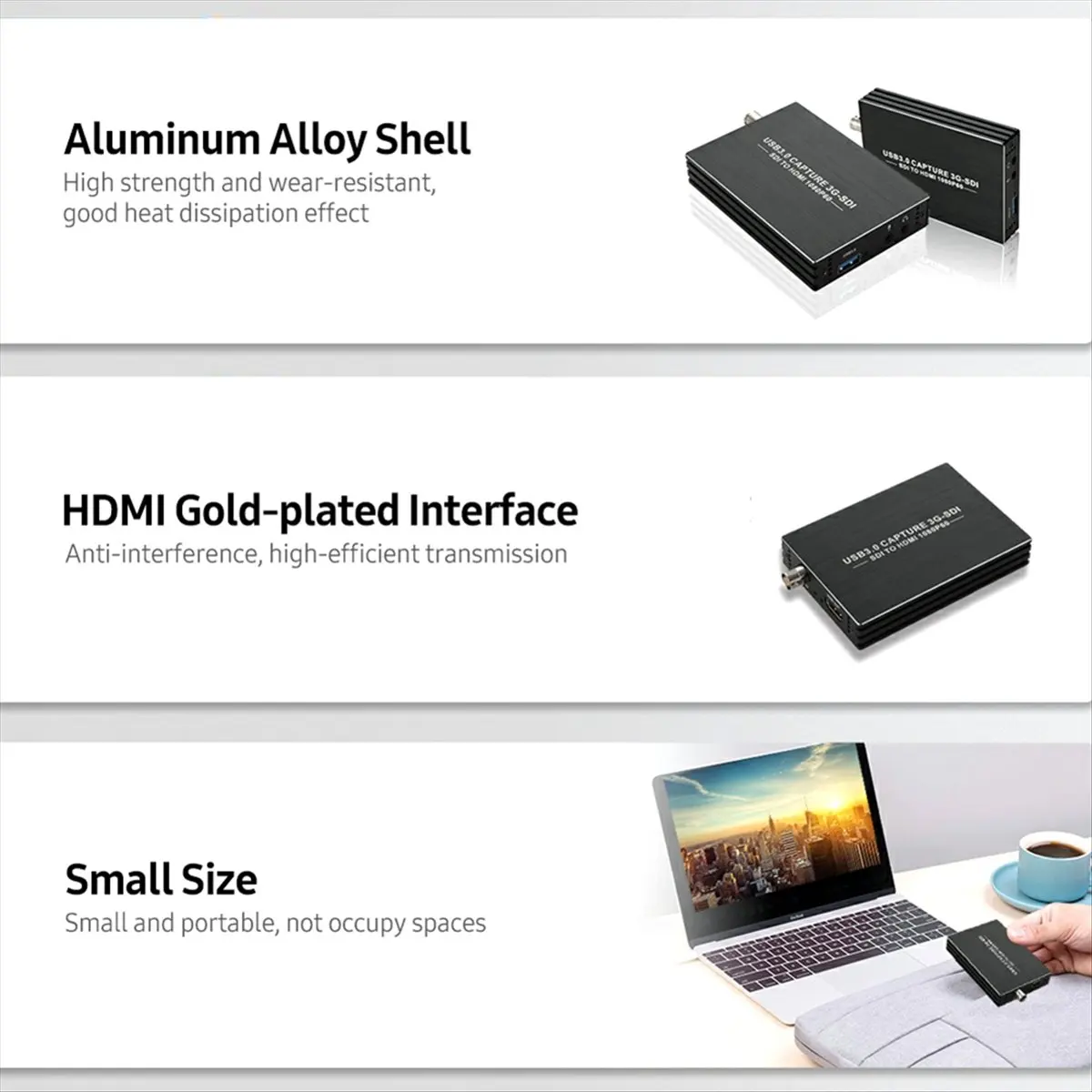 2026 جديد + USB3.0 بطاقة التقاط الفيديو 3G-SDI HD 1080P 60HZ صندوق التقاط الفيديو SDI إلى محول متوافق