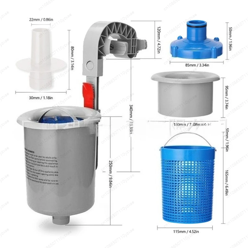 Wall Mount Swimming Pool Surface Skimmer Filter Adjustable Bracket Pool Floating Leaves Debris Collector Pool Cleaning Accessory