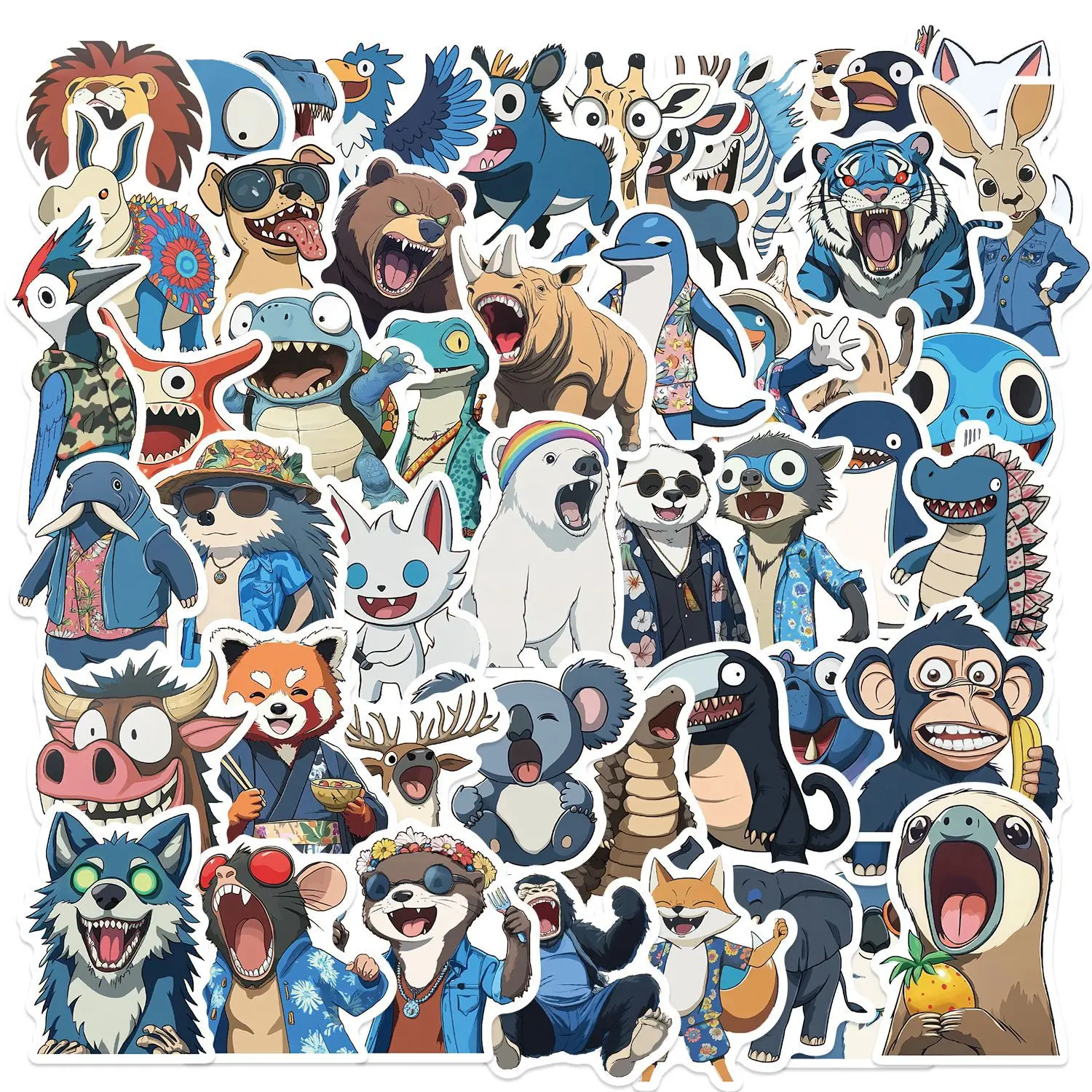 

10/50Pcs Anime style animal Graffiti Sticker Aesthetic For Scrapbook Phone Skateboard Luggage Guitar DIY Decoration Toy Stickers