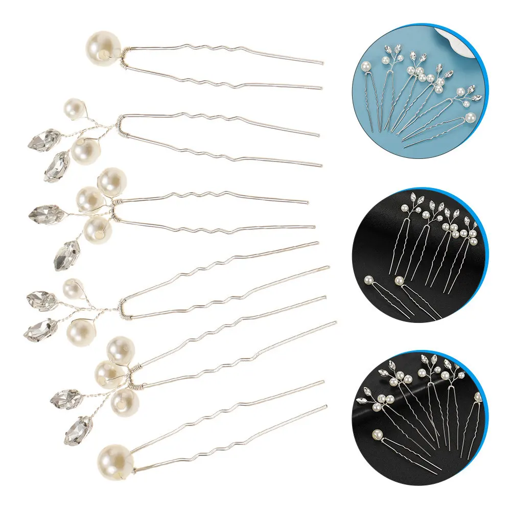 

6Pcs Pearls Hair Fork Bridal Hairpin Wedding Hair Accessories U Shaped Bridal Headpieces for Brides Pearls Hairpins