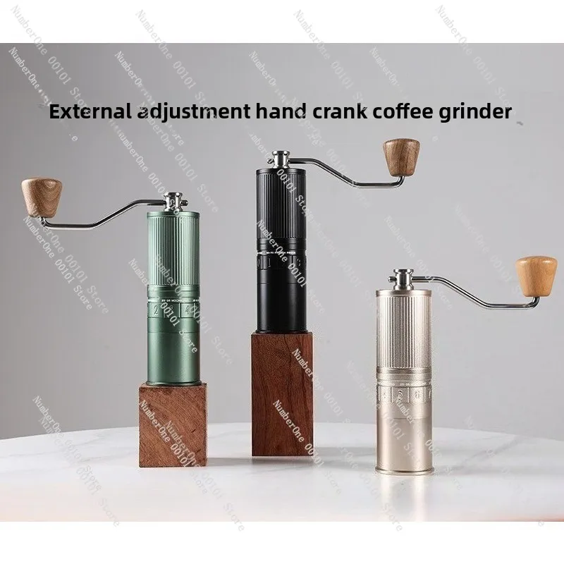 Premium Manual Coffee Grinder Seven Star External Adjustment Hand Crank Burr Mill Gift Set Portable Bean Grinding Machine