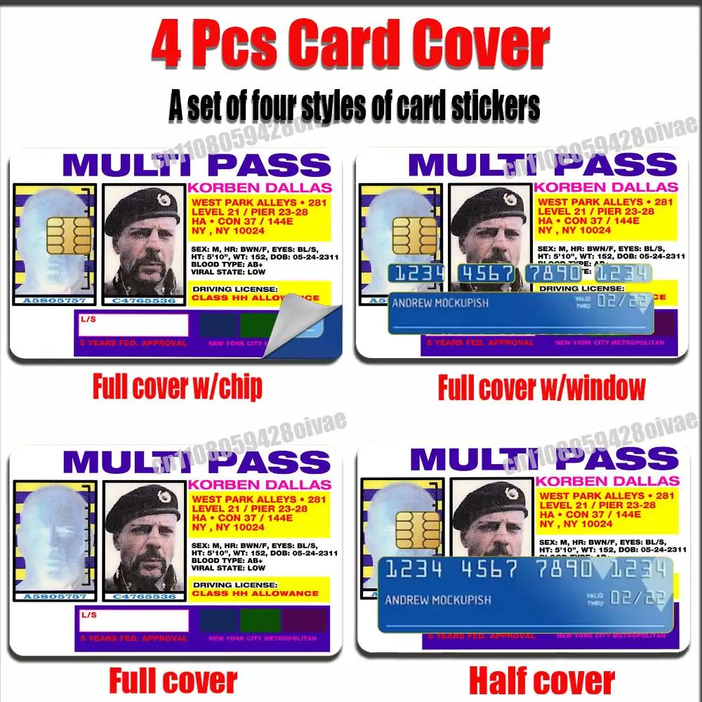 

Leeloo Dallas Multipass Korben Sticker Case For Credit Bank Credit Metro Self-adhesive Card Cover Decoration