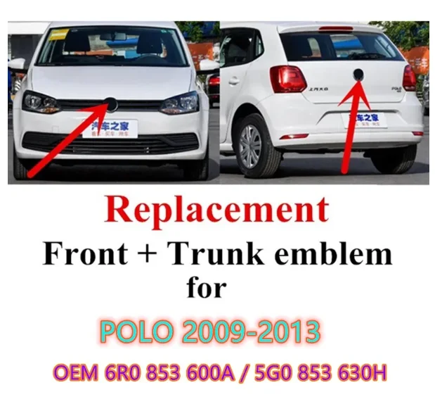 2 sztuk/zestaw z przodu i tylna plakietka emblemat emblemat na maskownicę logo bagażnika dla Polo 2009 2010 2011 2012 2013 część zamienna