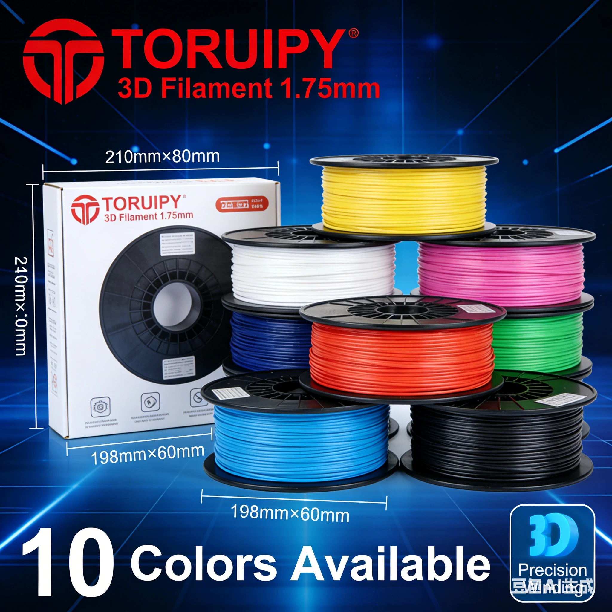 3D Printer Filament 1kg 1.75m PETG High Precision Durable Material for ELEGOO/CREALITY/Bambu Lab FDM Printer Multi-Color Filamen