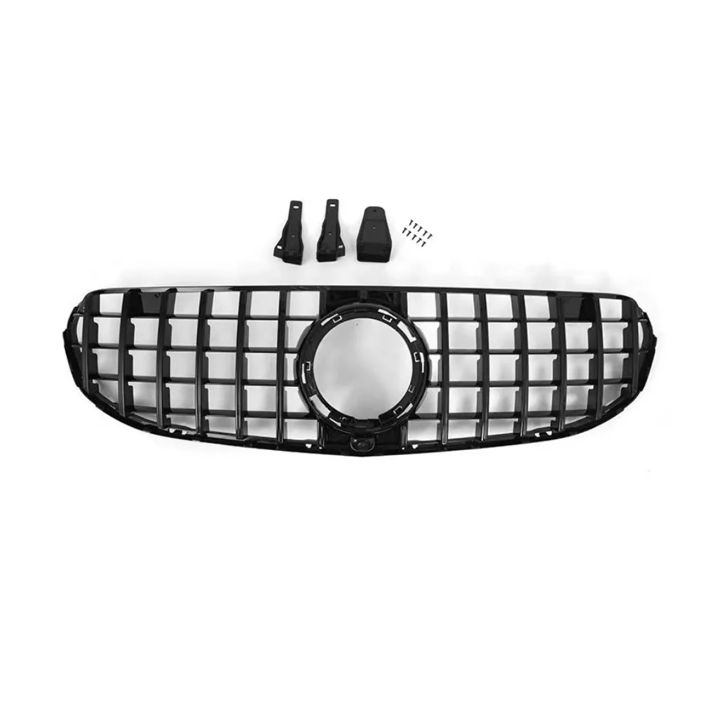 For Mercedes Benz GLC Class W253 X253 2020-2022 Sport GLC300 GLC43 Silver/Black GT Grille Front Grill Car Bumper Hood Mesh Grid