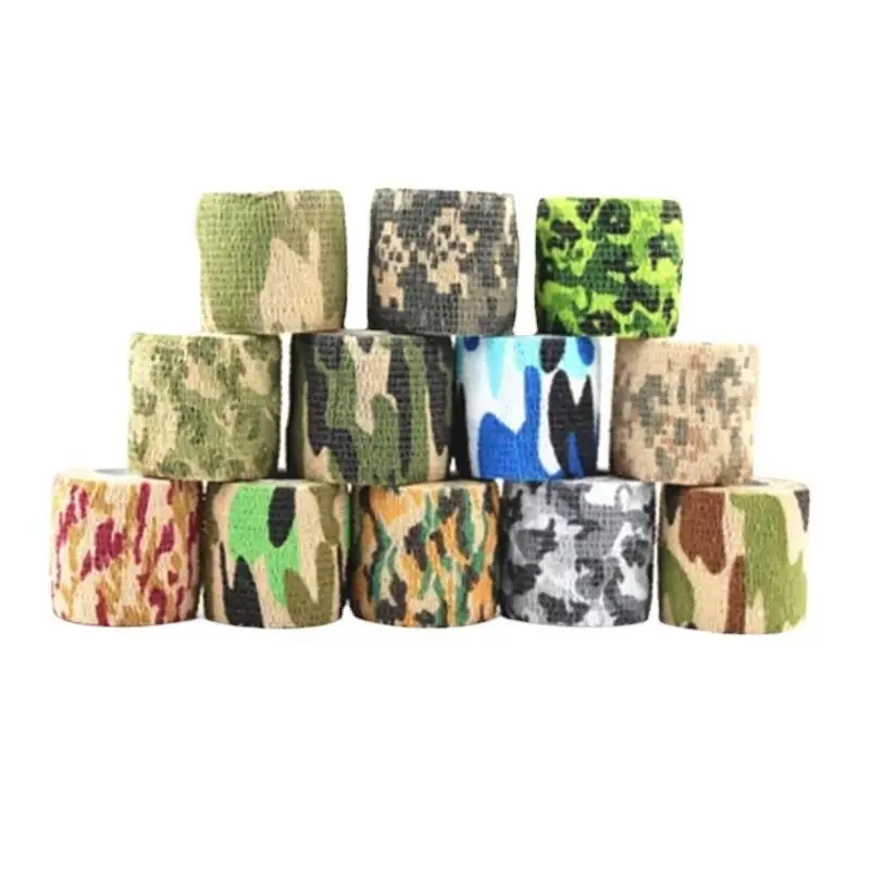 1Roll 4.5mx5cm Camouflage Non-Woven Fabric Waterproof Outdoor Hiking Camping Hunting Tape Finger Protection High Elastic Tape