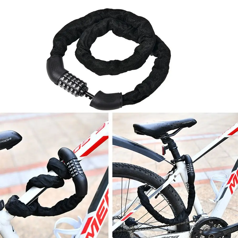 4/5 Digit Combination Bike Chain Lock Black Security Bicycle Chain Lock Durable Heavy Duty Anti-theft Lock Bicycle Accessories