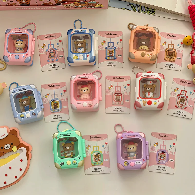 Genuine Rilakkuma Travel‑With‑Suitcase Series Blind Box Led Light Pendant Surprise Mystery Box Fashionable Popular Doll