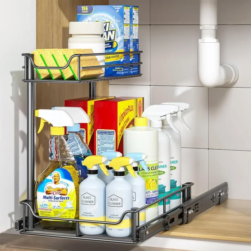 

Larger Under Kitchen Sink Organizers and Storage, Metal Under Sink Organizer Bathroom Cabinet, Undersink Organizers Kitchen,