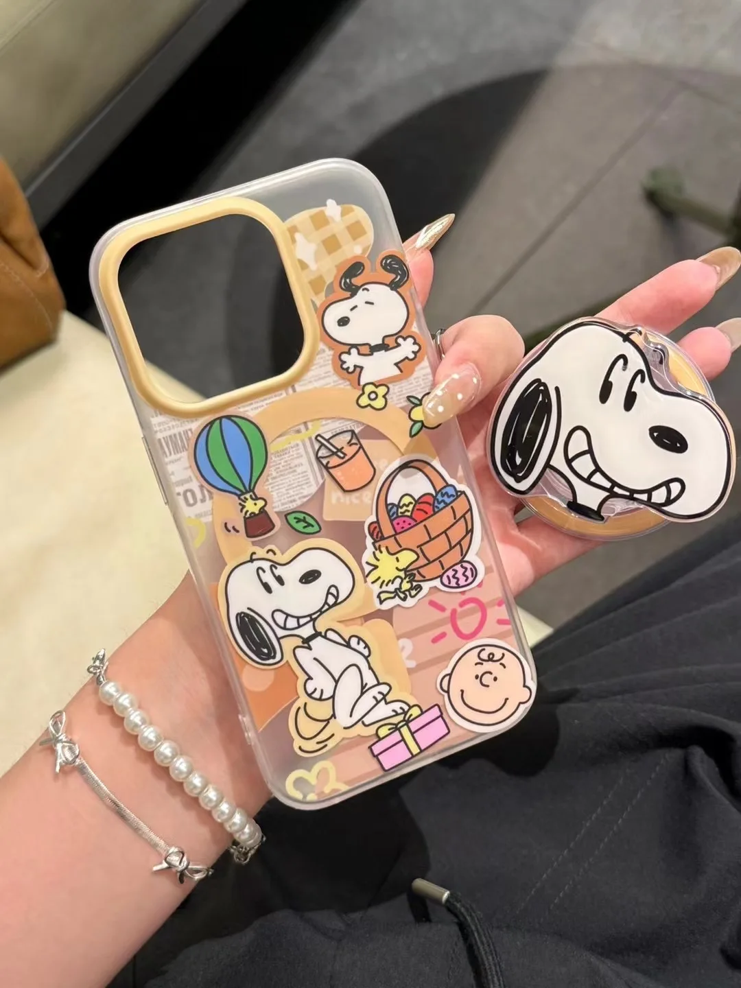 Engraçado 3D Snoopy Phone Case, Magsafe Case, carga sem fio, amendoim, bonito, adorável suporte magnético, iPhone 13, iPhone 12, iPhone 14, iPhone