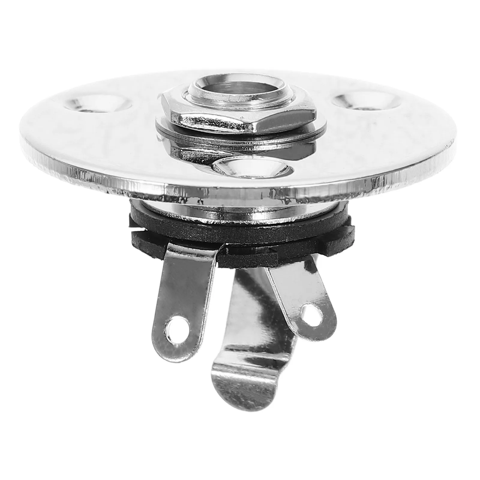 Chrome 1/4 Inch 6.35Mm Guitar Jack Socket Output Input Plug Mounting Screws Round Plate Electric Guitar Bass Replacement Parts