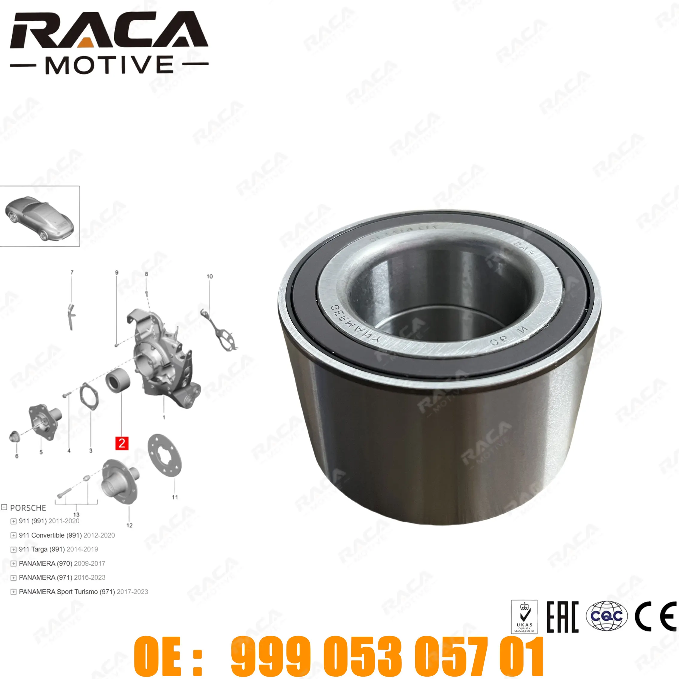 

Car Front and Rear Wheel Hub Bearings Suitable for Porsche 911 991 2011-2020 911 Convertible/Targa Panamera 970/971 Sport Turismo (971) 99905305701