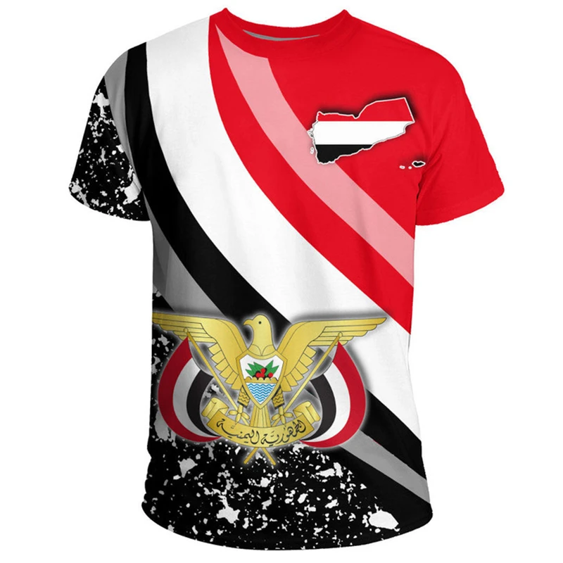 Yemen Men\'s T-shirts Casual Loose Round Neck Yemeni YE Flag Short Sleeve Tees Tops Men Clothing Oversized Tee Shirts Streetwear
