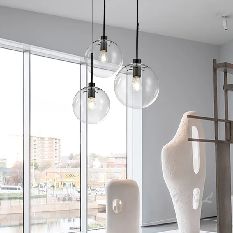 2025 Clear Glass Ball Pendant Lights Home Deco Maison Hanging Light Fixture Led Hanglamp For Kitchen Bedroom Restaurant Luminair