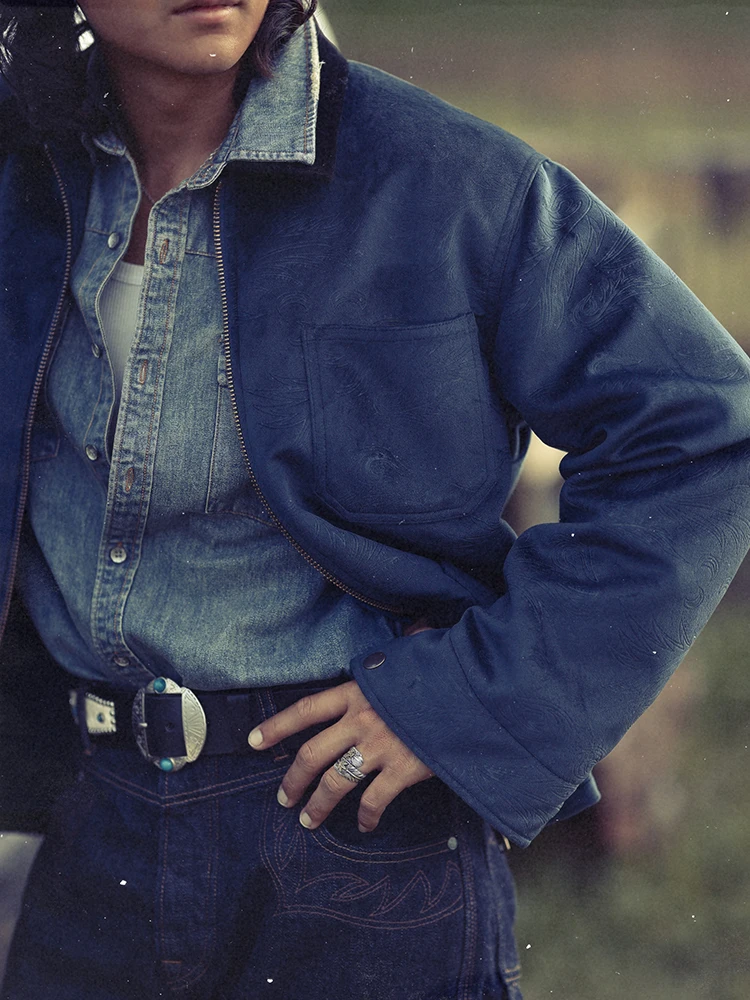 

Western Series Velvet Michigan Indian Tobacco Flower Totem Emed Leather Workwear Jaet MBBCAR Narrow Width Youth Faion