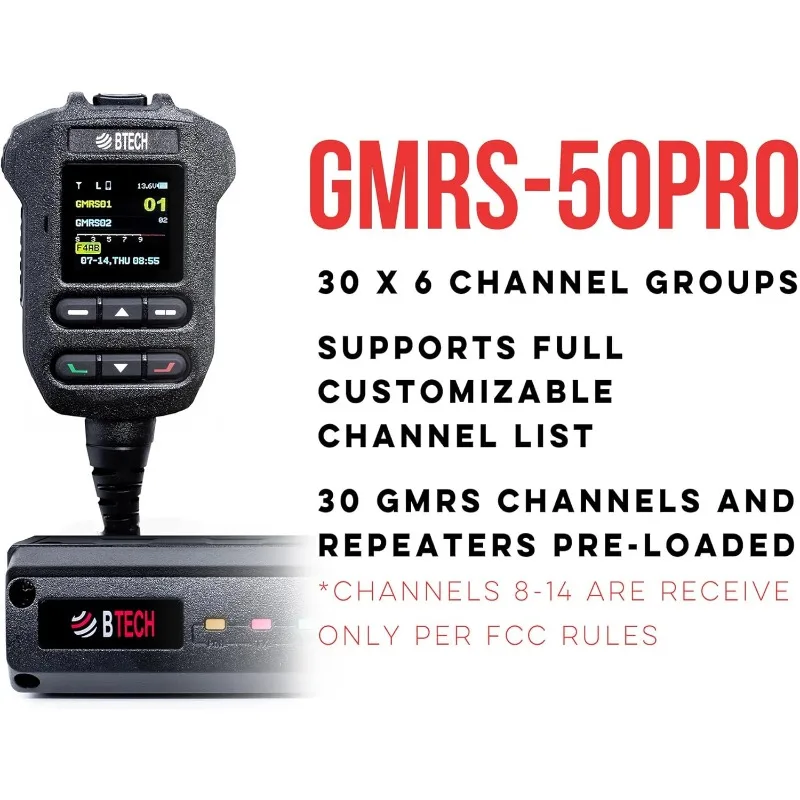 GMRS-50PRO IP54 راديو قاعدة GMRS مقاوم للعوامل الجوية بقدرة 50 وات مع بلوتوث ونظام تحديد المواقع العالمي (GPS)، NOAA، والميزات المتقدمة، ونطاق مزدوج ( #4