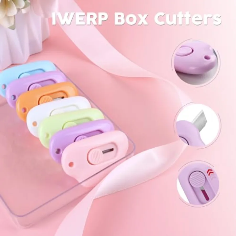 Retractable Box Cutters 3 Pack Tiny Paper Cutter for Key Chain Pocket Bag Package Envelope Mail Letter DIY Projects in Cloud Sh