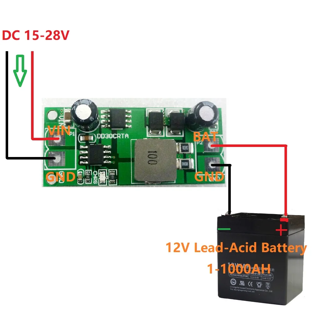 

1-1000AH Lead-Acid Battery Charger Input 15-28V Over-Charge 14.8V Float-Charge 13.55V For UPS Car Solar Energy Charging