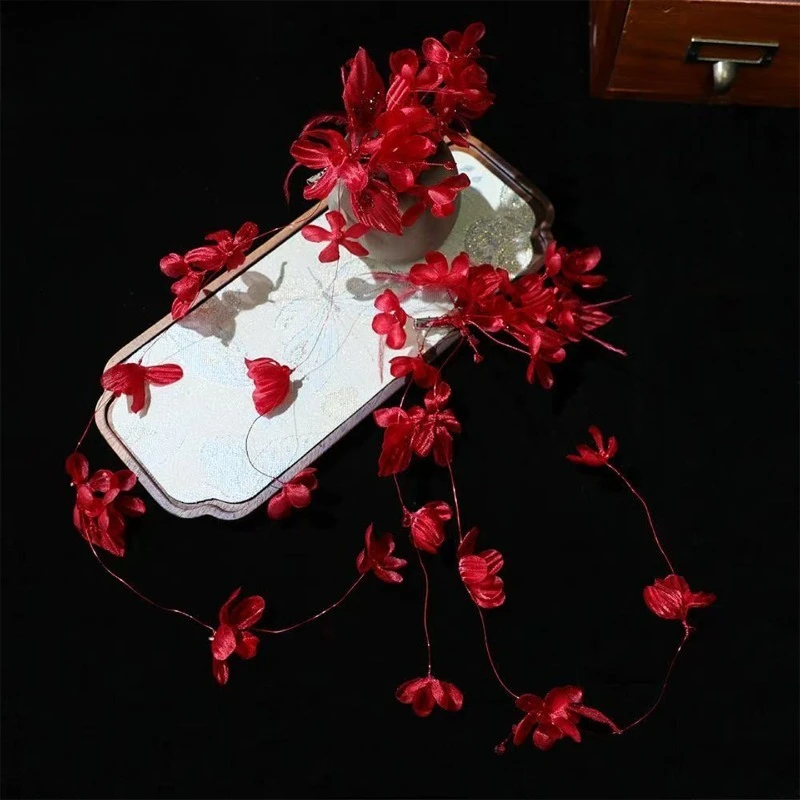 

Свадебный головной убор с красными перьями и цветочной кисточкой, аксессуары для волос