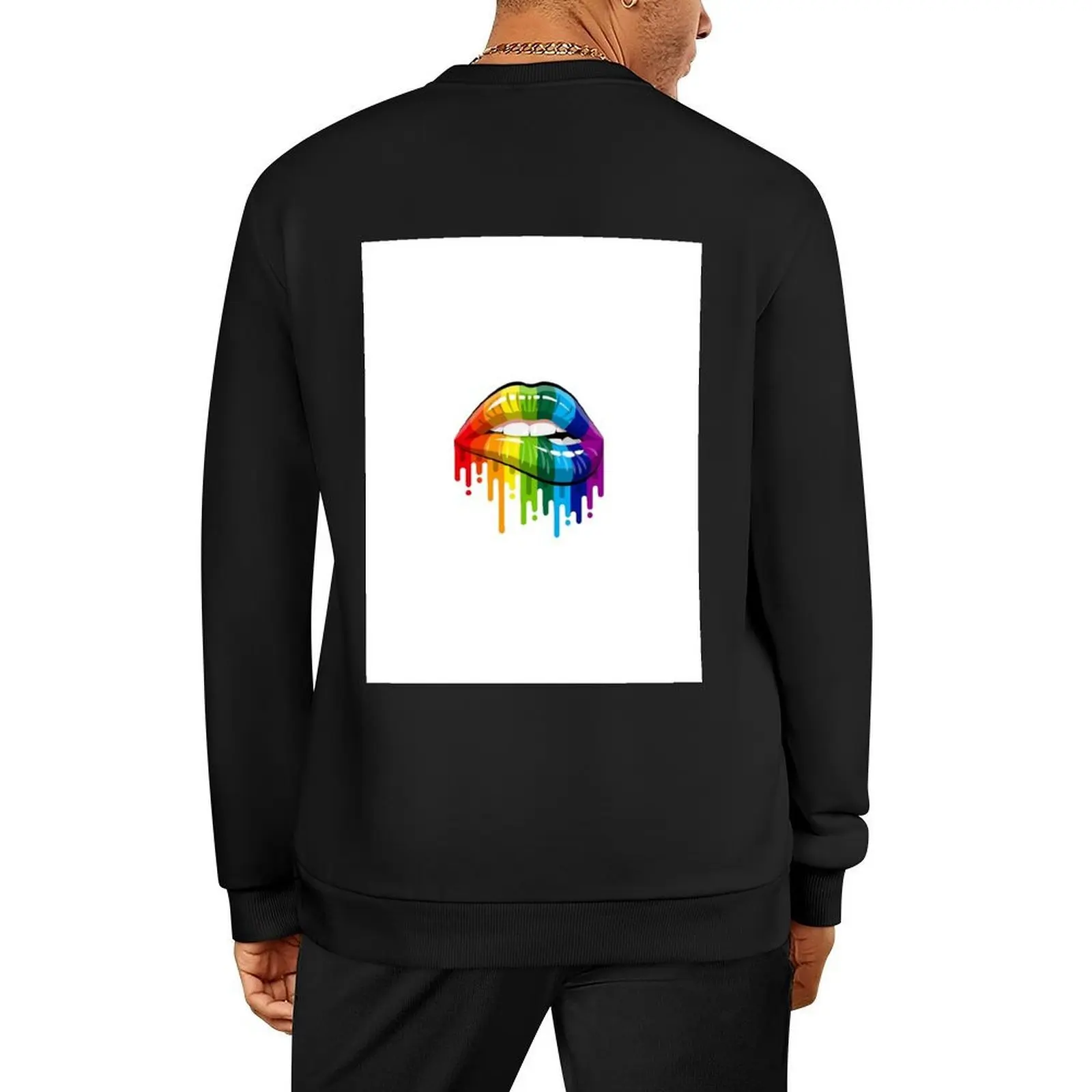 

Rainbow lip drip Pullover men wear tracksuit men korean clothes tracksuit men's sweatshirt
