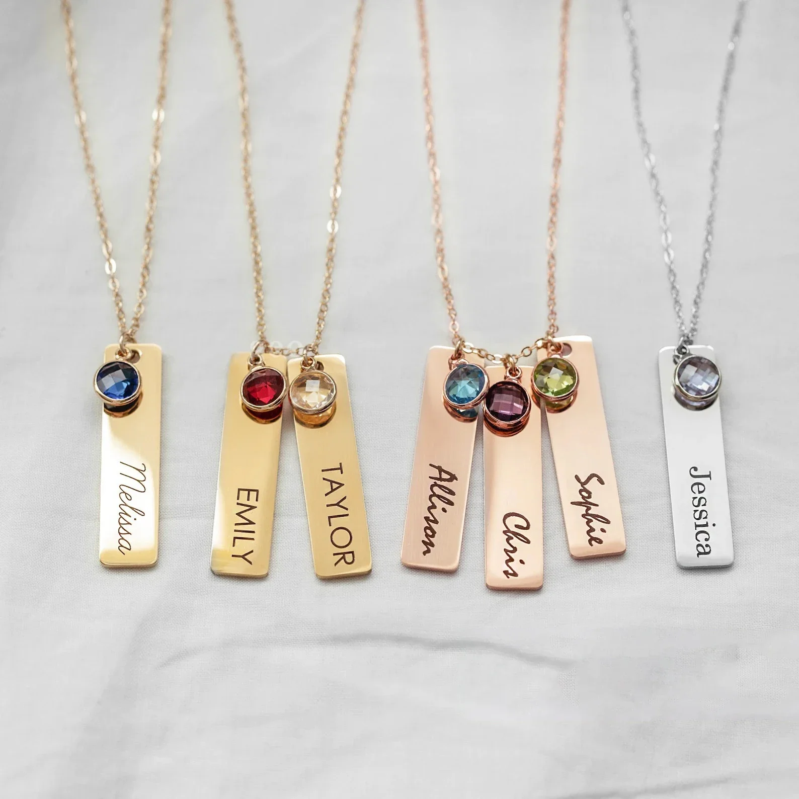 Personalized Stainless Steel Name Necklace Custom 12 Birthstone Charm Pendant Jewelry for Women Children Gift 2023